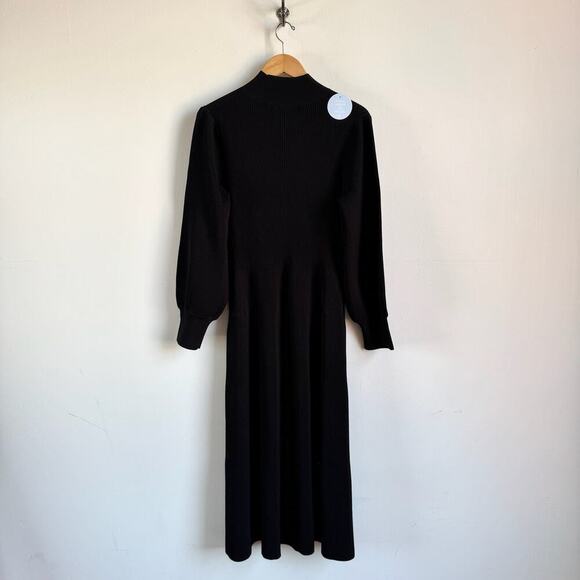NWT HILL HOUSE Persephone Dress in Black Maxi Dress with Balloon Sleeves - Picture 2 of 12